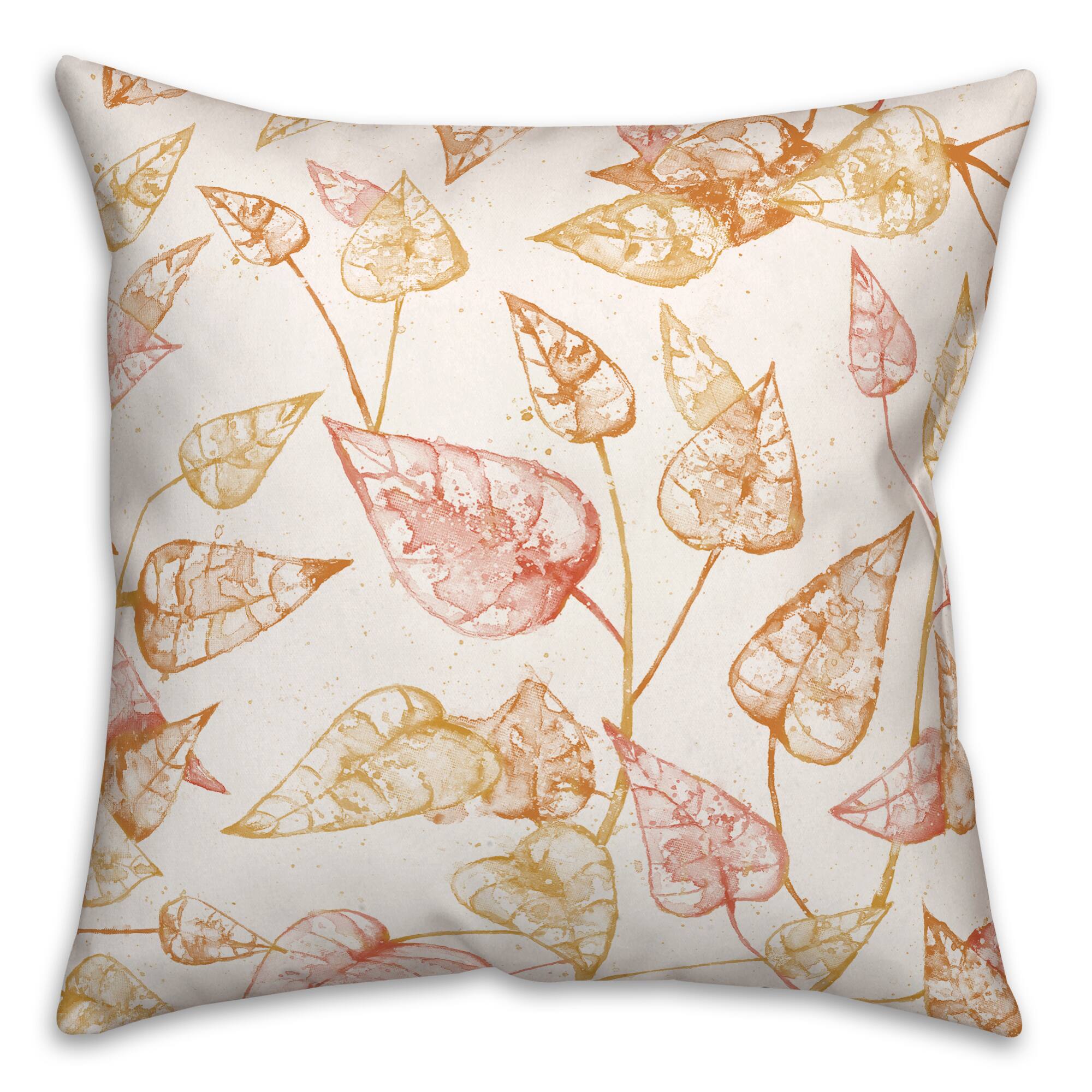 Watercolor Autumn Leaves Throw Pillow
